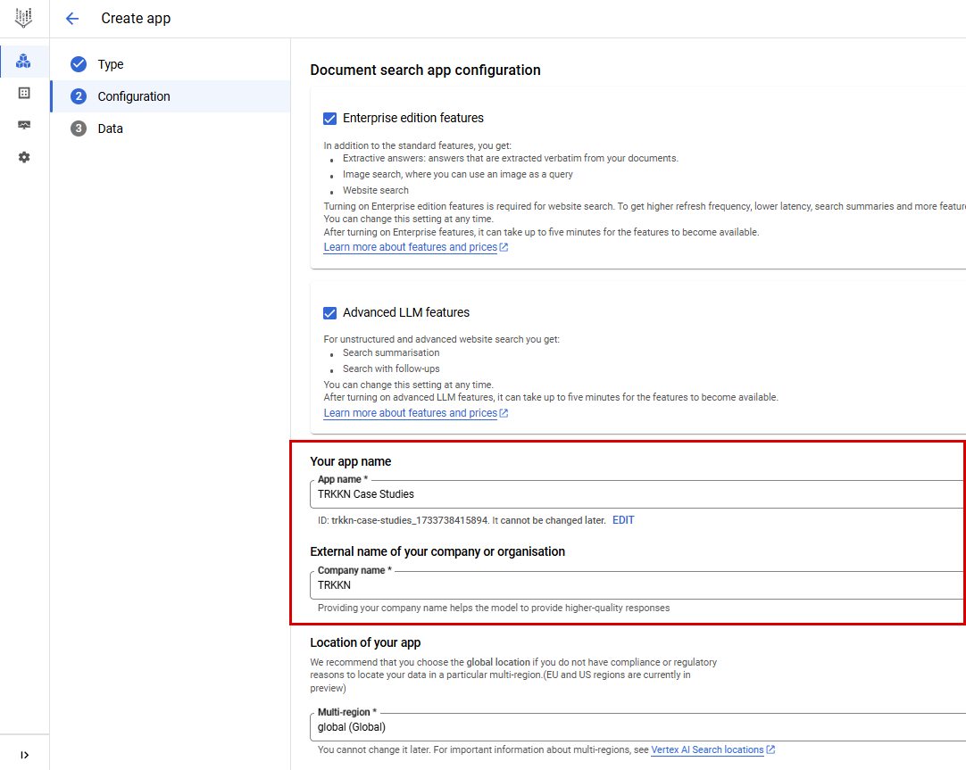 Document search app configuration