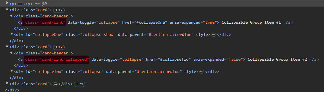 The HTML markup of the accordion to be tagged