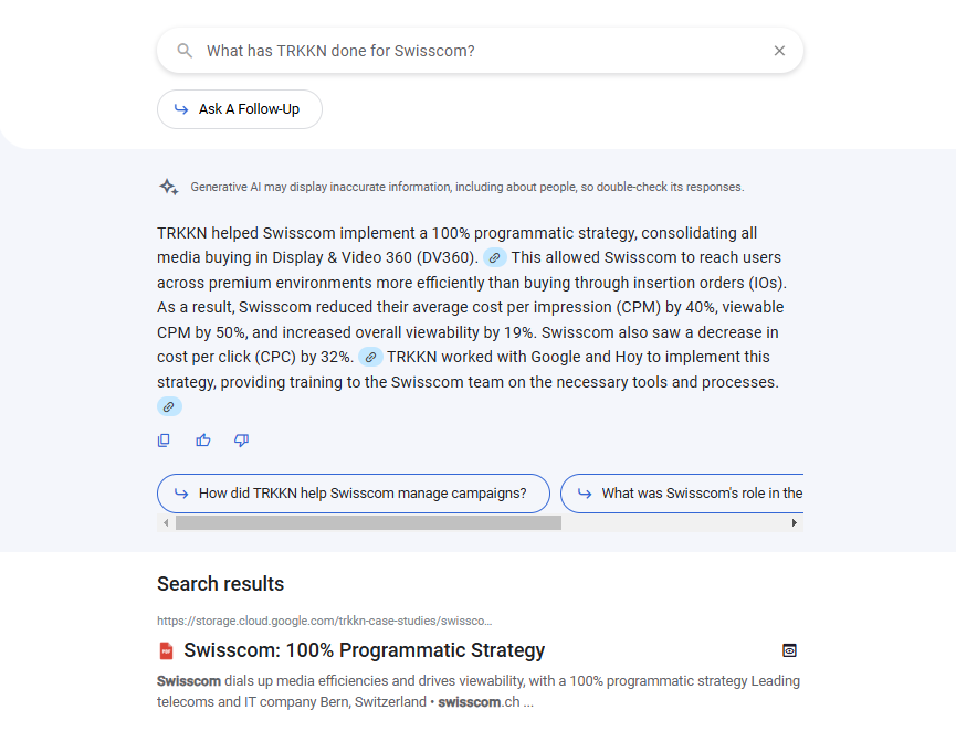 Asking a follow-up questions on the Swisscom case study