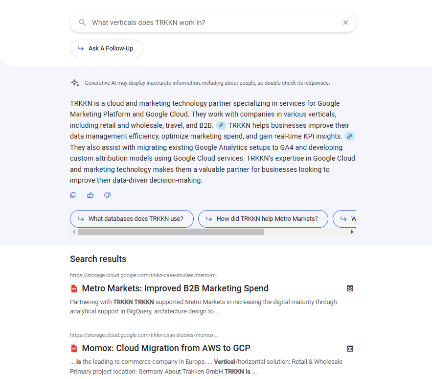 Asking a follow-up question on the Metro MARKETS case study