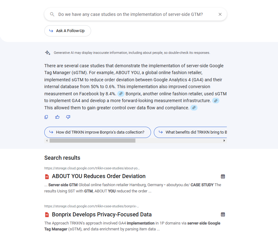 Asking a follow-up question on the About You and Bonprix case study