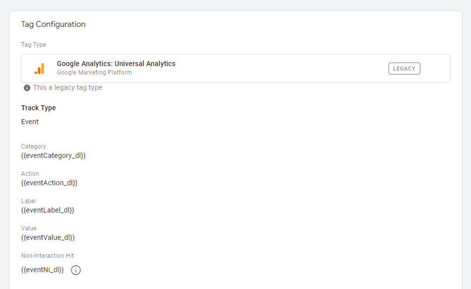 Back then when life was easy. One Event Tag for all Events in Universal Analytics.